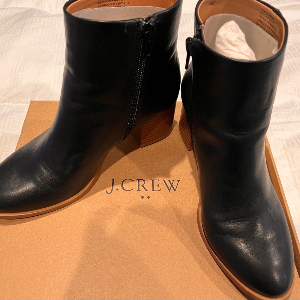 J.Crew black leather ankle boots